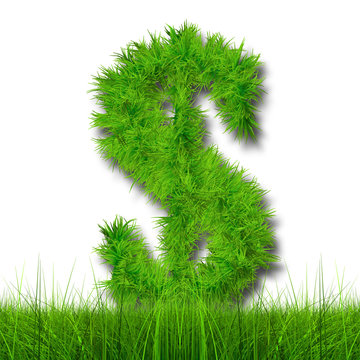 Conceptual green grass 3D font isoalted