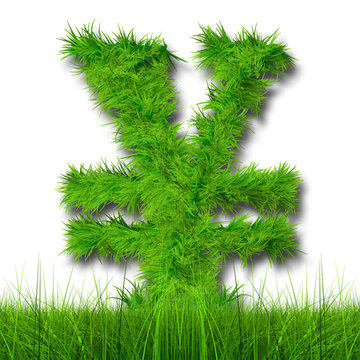 Conceptual green grass 3D font isoalted