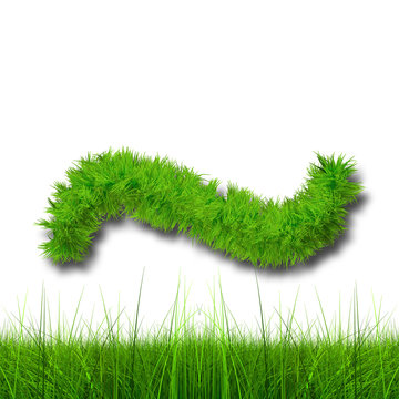 Conceptual green grass 3D font isoalted