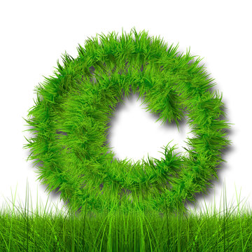 Conceptual green grass 3D font isoalted