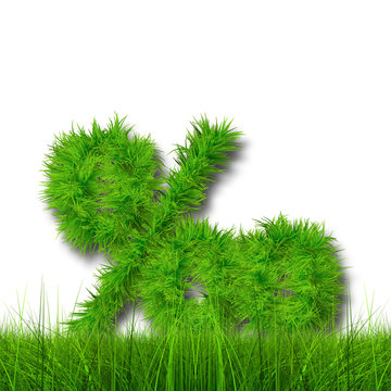 Conceptual green grass 3D font isoalted