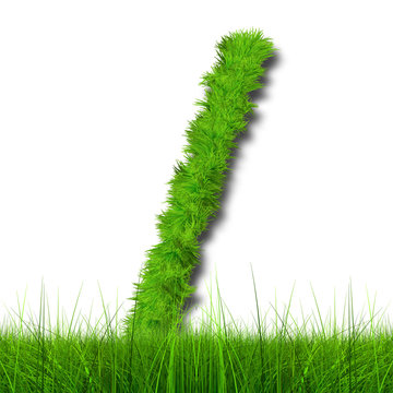 Conceptual green grass 3D font isoalted
