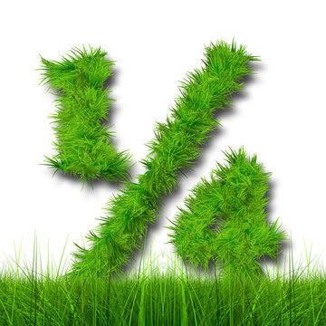 Conceptual green grass 3D font isoalted