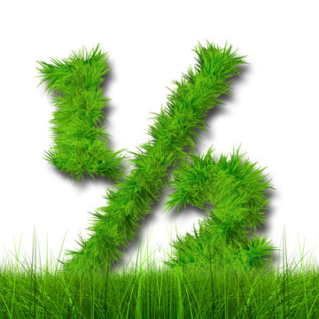 Conceptual green grass 3D font isoalted