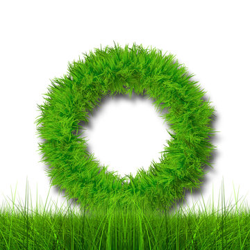 Conceptual green grass 3D font isoalted