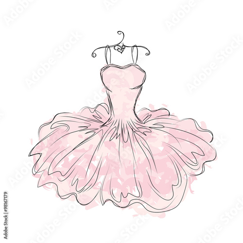 Dress in the vector. Hand drawing clothes . Vintage . Fashion. Poster