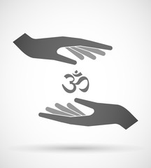 Canvas Print - Two hands protecting or giving an om sign