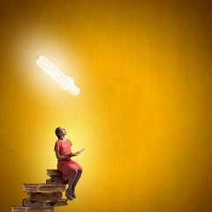Wall Mural - woman in dress with book