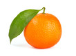 Orange tangerine with leaf isolated