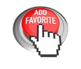 Poster - Mouse Hand Cursor on Red Add Favorite Button. 3D Illustration.