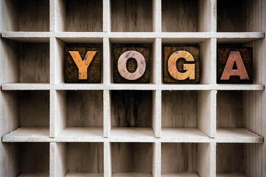 Yoga Concept Wooden Letterpress Type in Drawer