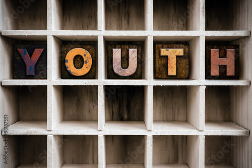 Fotografie, Obraz Youth Concept Wooden Letterpress Type in Drawer