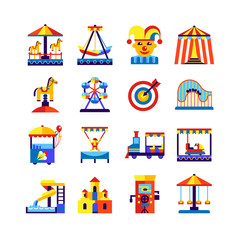 Sticker - Amusement Park Icons Set