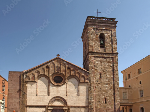 Fotografie, Obraz The cathedral of Iglesias (Cattedrale di Santa Chiara) at the Place Piazza Munic