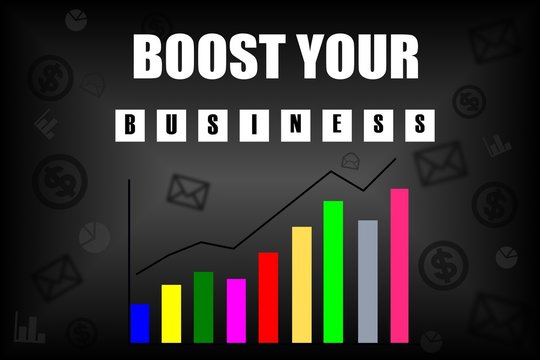 Wall Mural -  - Boost your business message with colorful chart on black background