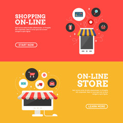 Wall Mural - shopping on-line. online store. set of flat design concepts for web banners and promotional material