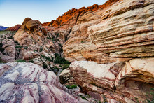 Red Rock Canyon In Las Vegas Desert During Late Afternoon