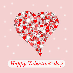 Postcard to the day of Valentine heart on a pink background. Vector.