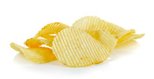 Potato Chips On White Background