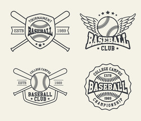 Wall Mural - Set of vintage baseball labels and badges