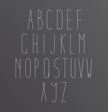 Minimal Font Symbol Icon Alphabet A through Z. Light font, vector alphabet letters design.