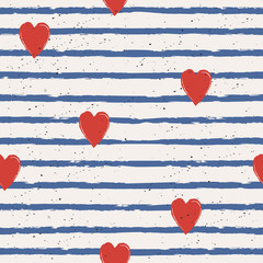 Poster - seamless stripes pattern with hearts