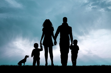 Wall Mural - family at sunset