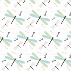 Poster - Seamless pattern with colorful dragonflies 