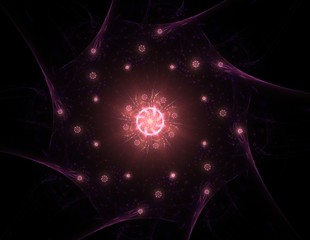 Poster - lacy colorful clockwork pattern, digital fractal art design