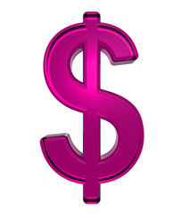 Poster - Dollar sign from pink alphabet set, isolated on white. Computer generated 3D photo rendering.