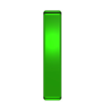 One lower case letter from emerald alphabet set, isolated on white. Computer generated 3D photo rendering.