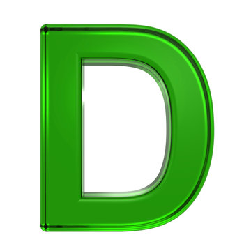 One letter from emerald alphabet set, isolated on white. Computer generated 3D photo rendering.
