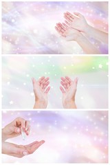Poster - Composite image of woman presenting with her hands