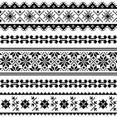 Fototapete - Slavic black seamless pattern on white background 
