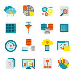 Poster - Database Analytics Flat Icons Set 