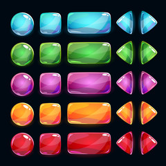 colorful glossy buttons set on dark background