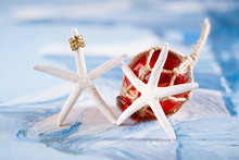 White Starfish With Red Glass Float