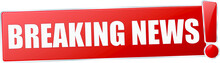 Modern Red Breaking News Vector Sign In Red With Metallic Border And A Exclamation Mark