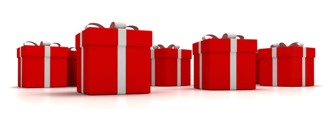 Wall Mural - Gift boxes over white background 3d illustration