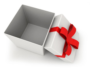 Wall Mural - Open gift box over white background 3d illustration - top view