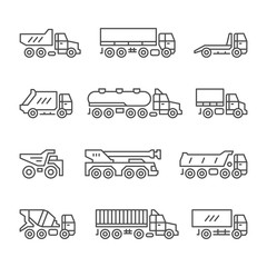 Wall Mural - Set line icons of trucks