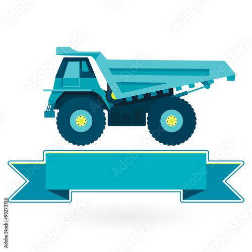 Blue Big Truck Builds Roads Nice Icon Digging Of Sand Coal