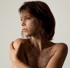 Wall Mural - Young Woman Covered in Dirt