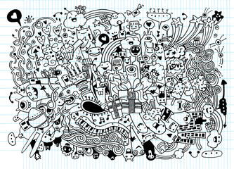 Poster - Hand Drawn of Doodle party background