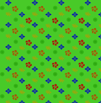 A background of floral print.