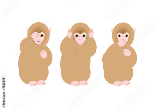 子猿 三猿 見ざる聞かざる言わざる Stock イラスト Adobe Stock
