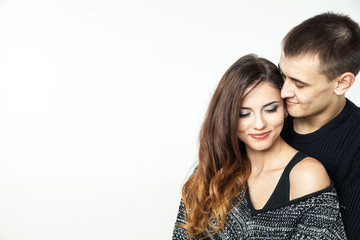 beautiful young couple isolated on white background