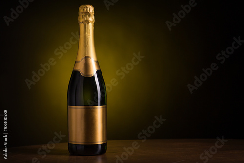 Fotografie, Obraz bottle of champagne with blank golden label