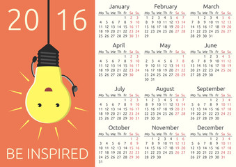 Wall Mural - Calendar 2016, be inspired