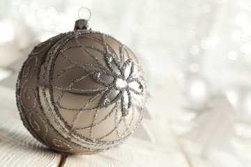 Sticker - Silver Christmas bauble and white trees